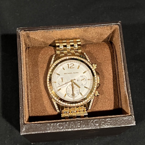 Women’s Diamond-Faced Gold Michael Kors Watch